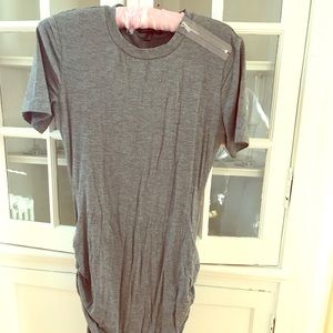 Adorable ruching t-shirt dress with shoulder zip